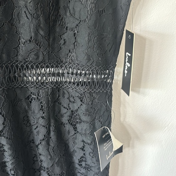 NEW Lulu’s Black Lace Maxi Dress High Neck Sleeveless Mermaid Long Lace Medium - Picture 8 of 10